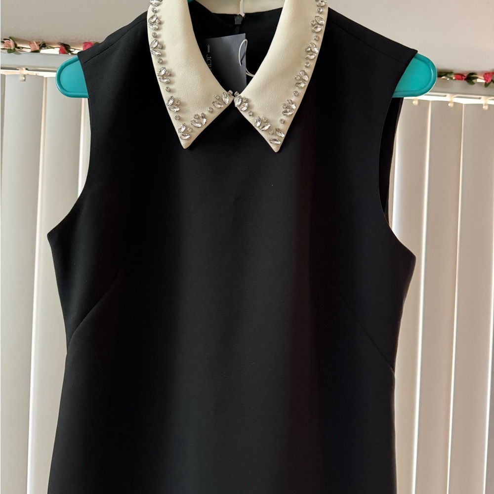 NWT J CREW Embellished collared shift dress in black stretch crepe size 6 - Picture 5 of 9